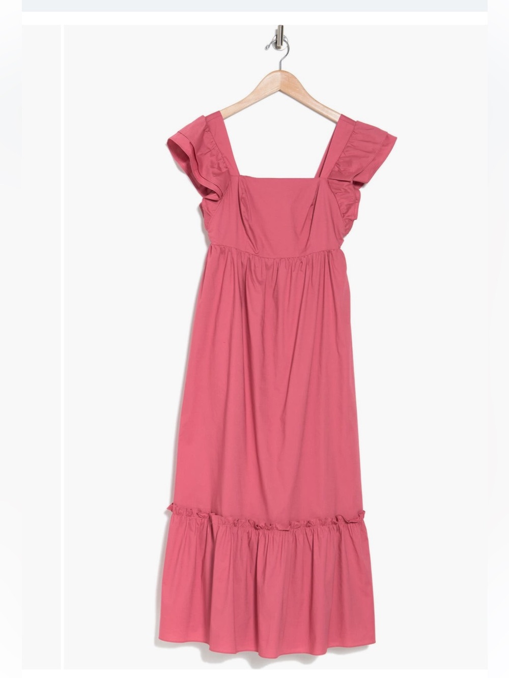 Donna Morgan Dusty Rose Ruffled Square-Neck Midi Dress - Picture 3 of 13
